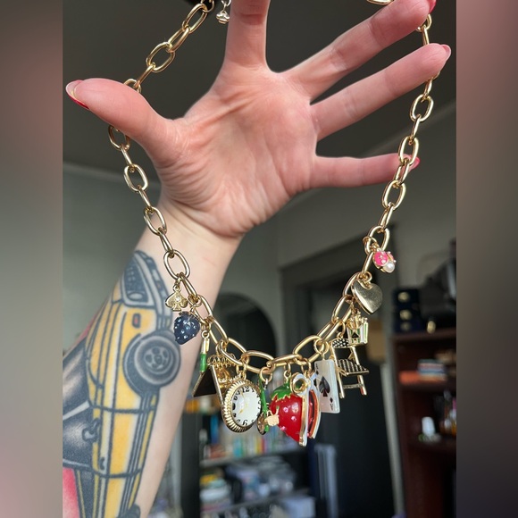 Kate Spade X Target Gold Colored Charm Necklace with Multicolor Accents USED - Picture 6 of 16